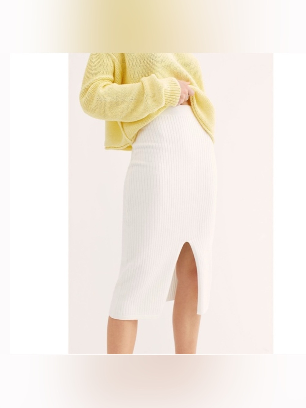 Free People Ribbed White Pencil Skirt Size Large